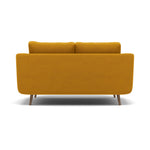 Phoebe 2 Seater Sofa - Small Sofa Standard Back Grade B — Plush Velvet Turmeric / Weathered Oak, gallery image 2