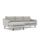 Phoebe Large Chaise Sofa - Large Chaise Sofa LHF Standard Back Grade B - Left Hand Facing — Plush Velvet Silver / American Walnut, gallery image 1