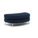 Phoebe Oval Footstool - Oval Cuddler Stool Grade B — Plush Velvet Indigo / Chrome, gallery image 1