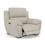 Echo Recliner Armchair - Power Recliner Chair Lumber Support Fabric - Power With Power Headrest Footrest Lumbar & USB — FAB-MIL-110 SAND, gallery image 1