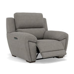 Echo Recliner Armchair - Power Recliner Chair Lumber Support Fabric - Power With Power Headrest Footrest Lumbar & USB — FAB-MIL-451 PEWTER, gallery image 1