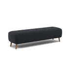 Phoebe Footstool - Medium Bench Stool Grade B — Plush Velvet Charcoal / Weathered Oak, gallery image 1