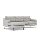 Phoebe Large Chaise Sofa - Large Chaise Sofa LHF Standard Back Grade B - Left Hand Facing — Plush Velvet Silver / Weathered Oak, gallery image 1