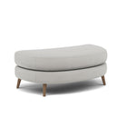 Phoebe Oval Footstool - Oval Cuddler Stool Grade B — Plush Velvet Silver / Weathered Oak, gallery image 1