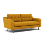 Phoebe 3 Seater Sofa - Large Sofa Standard Back Grade B — Plush Velvet Turmeric / Weathered Oak, gallery image 1