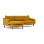 Phoebe Large Chaise Sofa - Large Chaise Sofa LHF Standard Back Grade B - Left Hand Facing — Plush Velvet Turmeric / Weathered Oak, gallery image 1