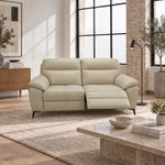 Nicoletti Vivaldi 2 Seater Recliner Sofa On Legs - 2 Seater Double Power Recliner on Legs CK Botero - Power Recliner with USB-C — Botero 2156 Crema, gallery image 1