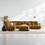 Comet Corner Sofa - Combination 1 - Corner Sofa Group With Footstool Fabric — FAB-CRN-272 TURMERIC, gallery image 1
