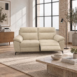 Nicoletti Vivaldi 2 Seater Recliner Sofa On Legs - 2 Seater Double Power Recliner on Legs NA/NE - Power Recliner with USB-C — Gaston 704 Avorio, gallery image 1