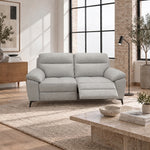 Nicoletti Vivaldi 2 Seater Recliner Sofa On Legs - 2 Seater Double Power Recliner on Legs NA/NE - Power Recliner with USB-C — Gaston 724 Visone, gallery image 1