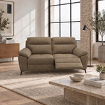 Nicoletti Vivaldi 2 Seater Recliner Sofa On Legs - 2 Seater Double Power Recliner on Legs NA/NE - Power Recliner with USB-C — Gaston 744 Nocciola, gallery image 1