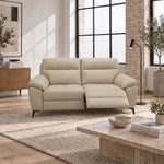 Nicoletti Vivaldi 2 Seater Recliner Sofa On Legs - 2 Seater Double Power Recliner on Legs CB Torello - Power Recliner with USB-C — Torello PS Fango 352, gallery image 1