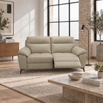 Nicoletti Vivaldi 2 Seater Recliner Sofa On Legs - 2 Seater Double Power Recliner on Legs CB Torello - Power Recliner with USB-C — Torello PS Tortora 328, gallery image 1