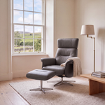 Nicoletti Love Recliner Armchair & Footstool - Manual Chair & Stool CB — Macao Grigio Scuro 327, gallery image 3