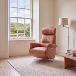Nicoletti Happiness Recliner Armchair - Power Chair with Metal Base CB — Macao Cognac 363, gallery image 4