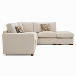Hope Corner Sofa with Footstool - Corner Group with Stool Chaise Right Grade B - Right Hand Facing — Standard Back / Lassie Linen/Wisp Gold/Larry Latte / Dark Brown Feet, gallery image 3