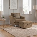 Tulip Armchair - Chair Fabric — Manhattan Acorn/Avana Platinum/Lattice Bronze / Brushed Chrome, gallery image 3