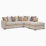 Hope Corner Sofa with Footstool - Corner Group with Stool Chaise Right Grade B - Right Hand Facing — Pillow Back / Lassie Linen/Wisp Gold/Larry Latte / Dark Brown Feet, gallery image 2