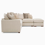 Hope Corner Sofa with Footstool - Corner Group with Stool Chaise Right Grade B - Right Hand Facing — Pillow Back / Lassie Linen/Wisp Gold/Larry Latte / Dark Brown Feet, gallery image 3
