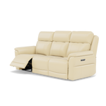 Juno 3 Seater Recliner Sofa - 3 Seater Sofa 2 Power Recliners Lumbar Support Cat 60 - Power with Power Lumbar & USB — Cat-60/02 Montana Cool Cream, gallery image 3