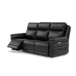 Juno 3 Seater Recliner Sofa - 3 Seater Sofa 2 Power Recliners Lumbar Support Cat 60 - Power with Power Lumbar & USB — Cat-60/22 Montana Jet Black, gallery image 3