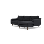 Phoebe Large Chaise Sofa - Large Chaise Sofa RHF Standard Back Grade B - Right Hand Facing — Plush Velvet Charcoal / American Walnut, gallery image 3