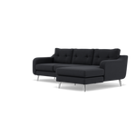 Phoebe Large Chaise Sofa - Large Chaise Sofa RHF Standard Back Grade B - Right Hand Facing — Plush Velvet Charcoal / Chrome, gallery image 3
