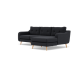Phoebe Large Chaise Sofa - Large Chaise Sofa RHF Standard Back Grade B - Right Hand Facing — Plush Velvet Charcoal / Natural, gallery image 3