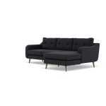 Phoebe Large Chaise Sofa - Large Chaise Sofa RHF Standard Back Grade B - Right Hand Facing — Plush Velvet Charcoal / Weathered Oak, gallery image 3