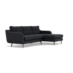 Phoebe Large Chaise Sofa - Large Chaise Sofa RHF Standard Back Grade B - Right Hand Facing — Plush Velvet Charcoal / Weathered Oak, gallery image 1