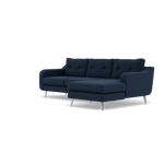 Phoebe Large Chaise Sofa - Large Chaise Sofa RHF Standard Back Grade B - Right Hand Facing — Plush Velvet Indigo / Chrome, gallery image 3