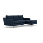 Phoebe Large Chaise Sofa - Large Chaise Sofa RHF Standard Back Grade B - Right Hand Facing — Plush Velvet Indigo / Chrome, gallery image 1
