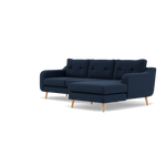 Phoebe Large Chaise Sofa - Large Chaise Sofa RHF Standard Back Grade B - Right Hand Facing — Plush Velvet Indigo / Natural, gallery image 3
