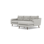 Phoebe Large Chaise Sofa - Large Chaise Sofa RHF Standard Back Grade B - Right Hand Facing — Plush Velvet Silver / American Walnut, gallery image 3