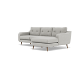 Phoebe Large Chaise Sofa - Large Chaise Sofa RHF Standard Back Grade B - Right Hand Facing — Plush Velvet Silver / Weathered Oak, gallery image 3