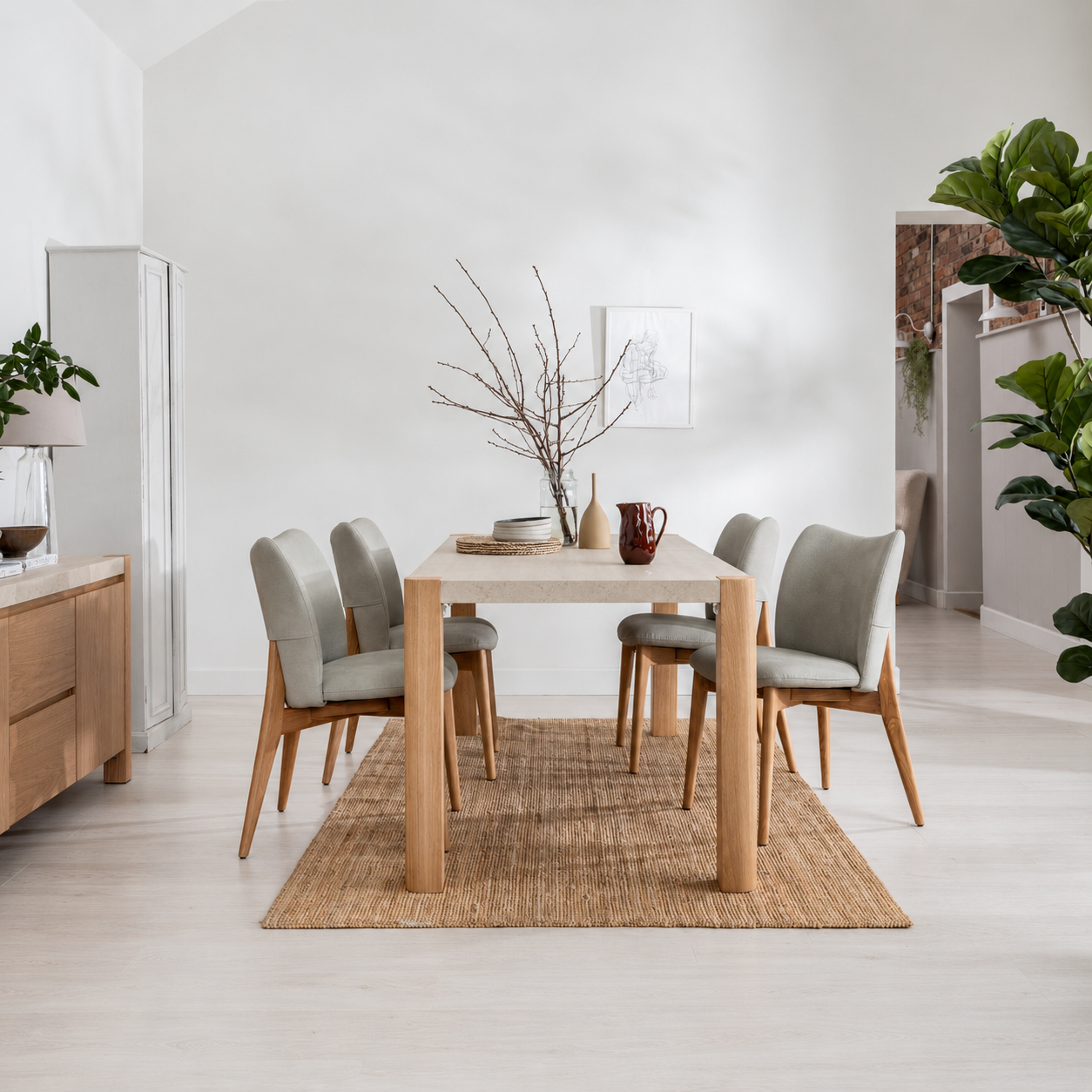 Axis 140cm Dining Table - 140cm Dining Table Travertine Effect / Oak Sterling Home 2