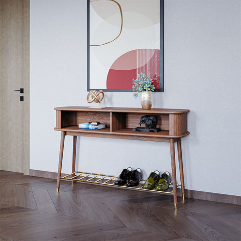 Rise Console Table Walnut - Console Table Walnut Sterling Home 2