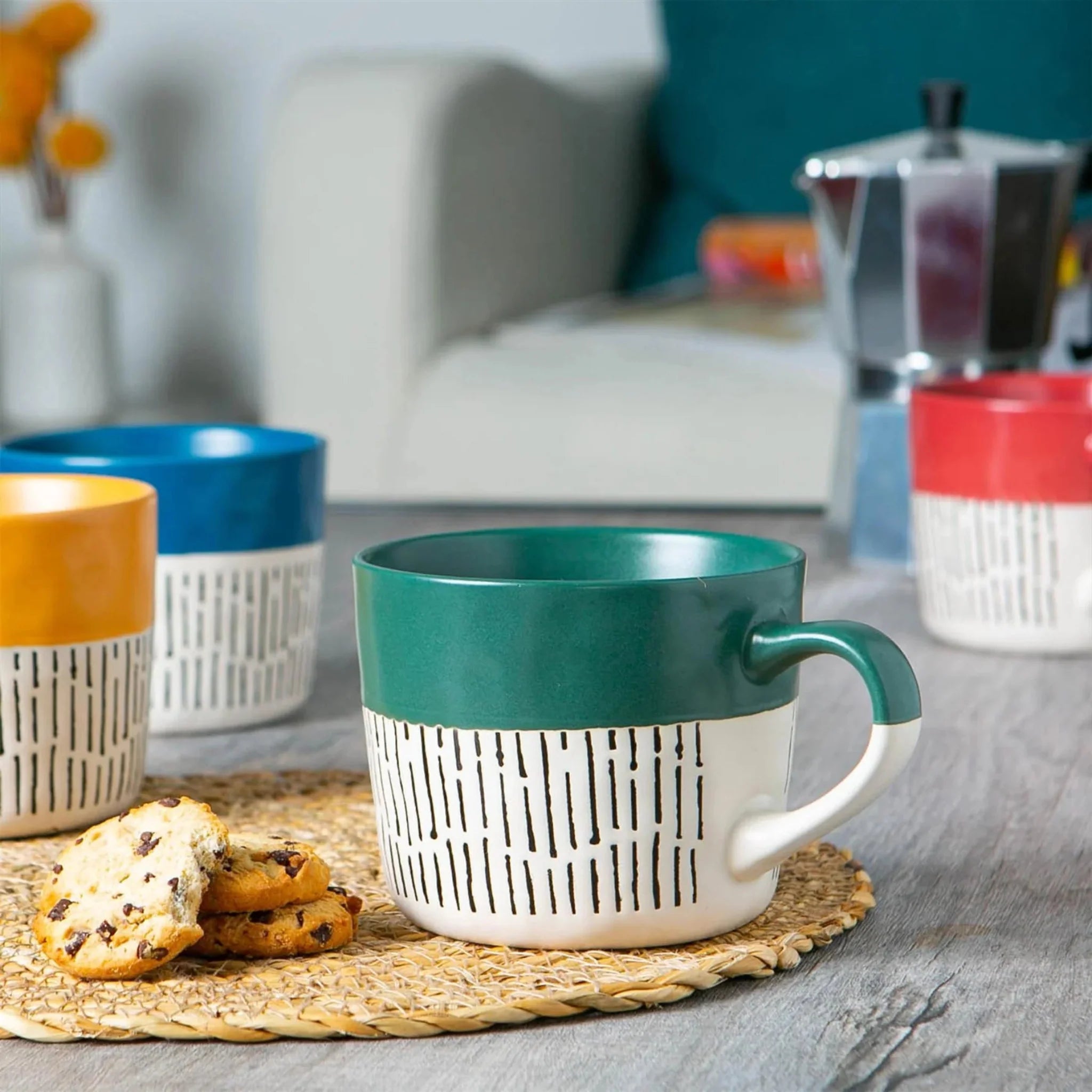 Dash Two Tone Green Mug - Two Tone Dash Sage Mug Sterling Home 1