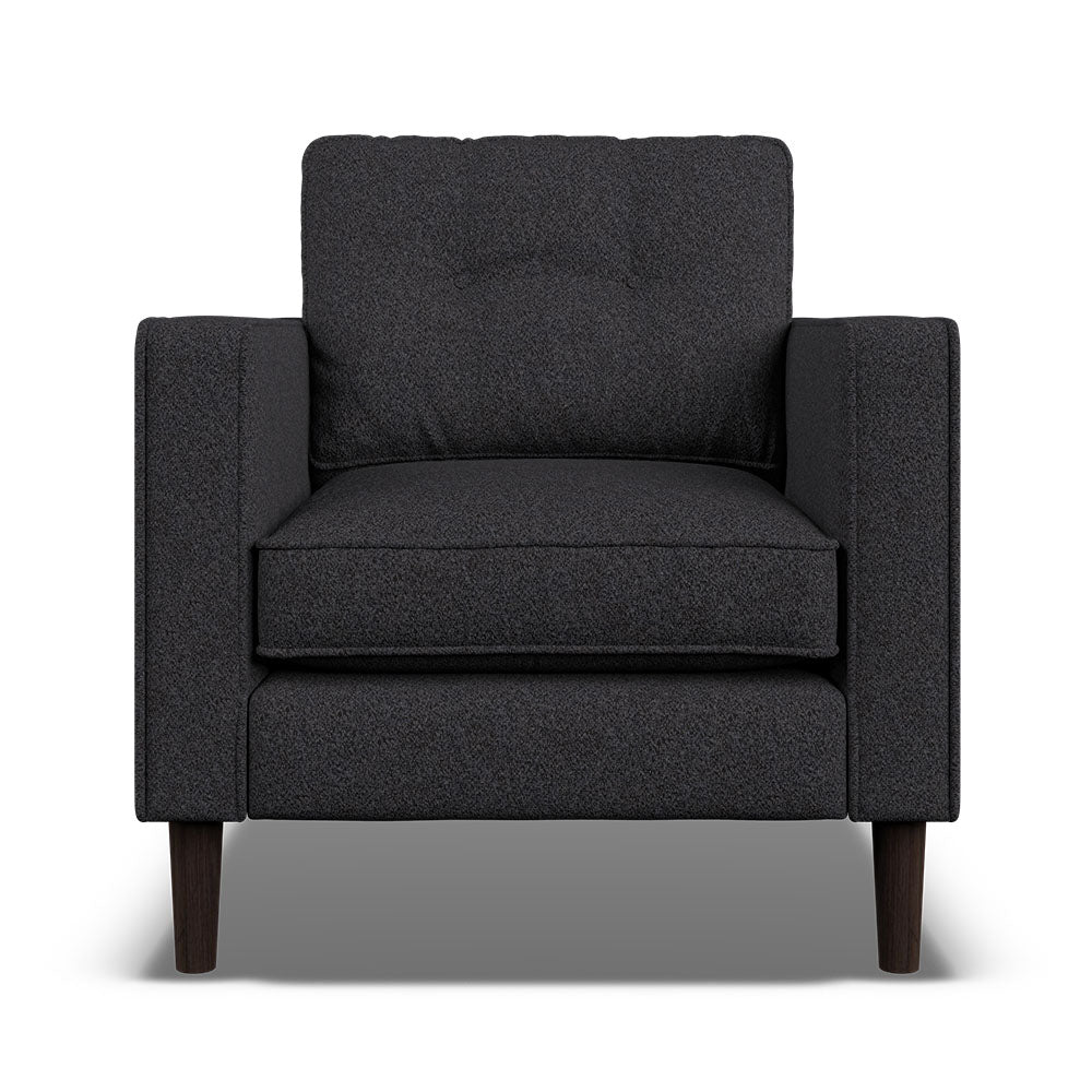 Orla Kiely Ebben Armchair - Armchair Premium Plain Sterling Home 8 Clara Indigo / Toucan Weathered Oak Feet