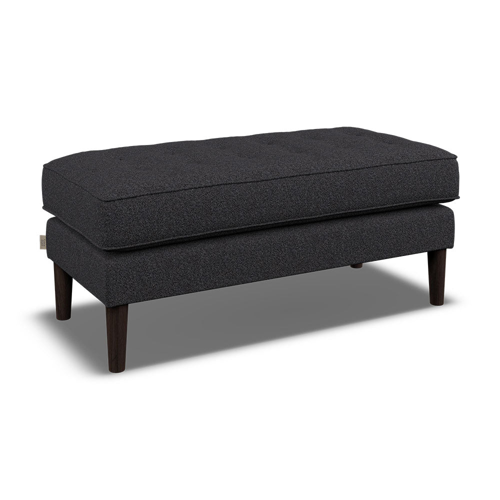 Orla Kiely Ebben Footstool - Footstool Premium Plain Sterling Home 7 Clara Indigo / Toucan Weathered Oak Feet
