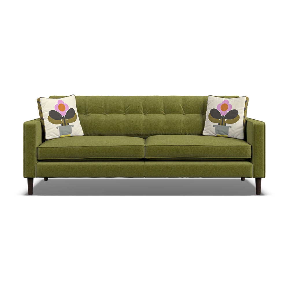 Orla Kiely Ebben Large Sofa - Large Sofa Premium Plain Sterling Home 1 Clara Seagrass / Deco Fllower Weathered Oak Feet