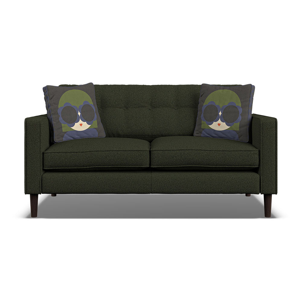 Orla Kiely Ebben Small Sofa - Small Sofa Premium Plain Sterling Home 5 Clara Moss / Lola Weathered Oak Feet