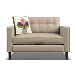 Orla Kiely Ebben Loveseat - Snuggler Premium Plain Sterling Home 5 Clara Natural / Deco Flower Weathered Oak Feet