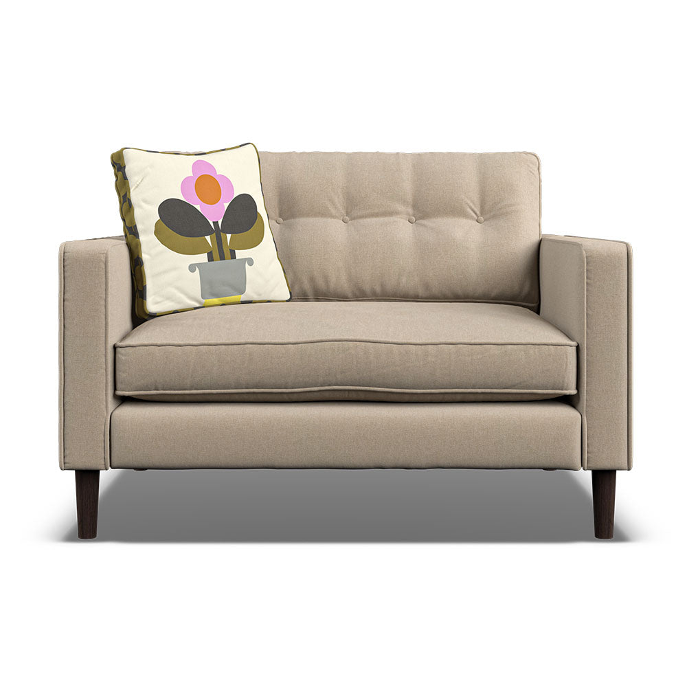 Orla Kiely Ebben Loveseat - Snuggler Premium Plain Sterling Home 5 Clara Natural / Deco Flower Weathered Oak Feet