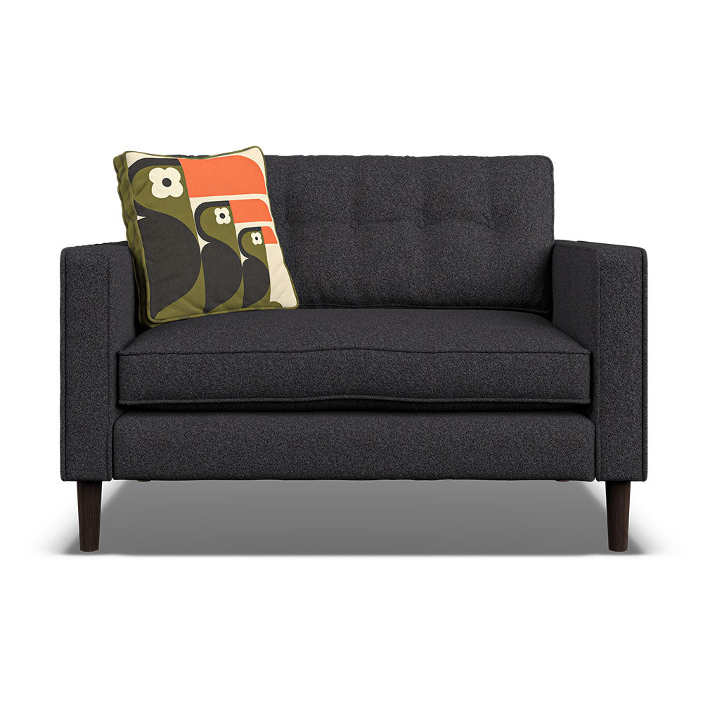 Orla Kiely Ebben Loveseat - Snuggler Premium Plain Sterling Home 6 Clara Indigo / Toucan Weathered Oak Feet