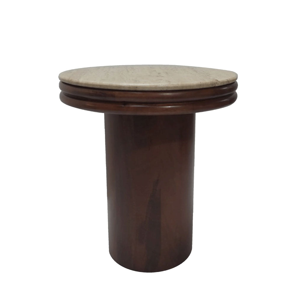 Cove Lamp Table - Lamp Table Solid Mango Base / Travertine Top Sterling Home 1