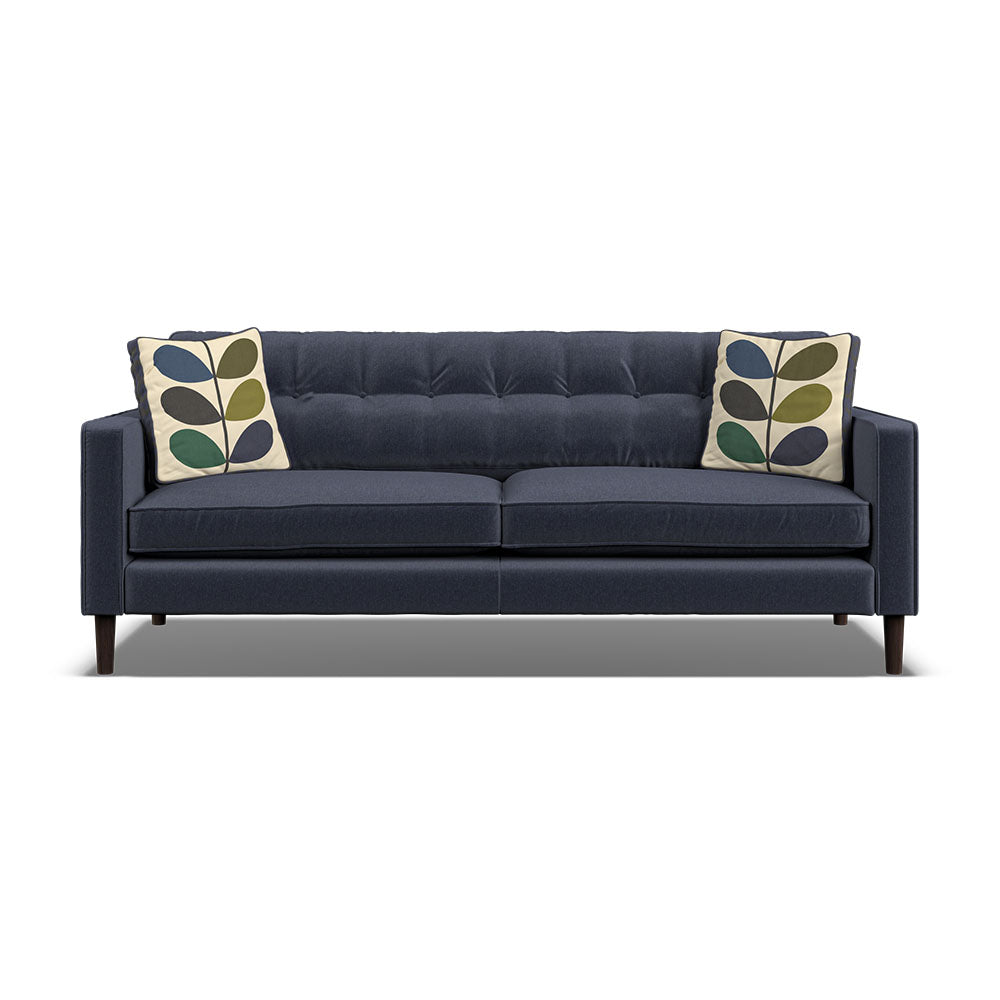 Orla Kiely Ebben Large Sofa - Large Sofa Premium Plain Sterling Home 7 Clara Navy / Multi Stem Rockpool Weathered Oak Feet