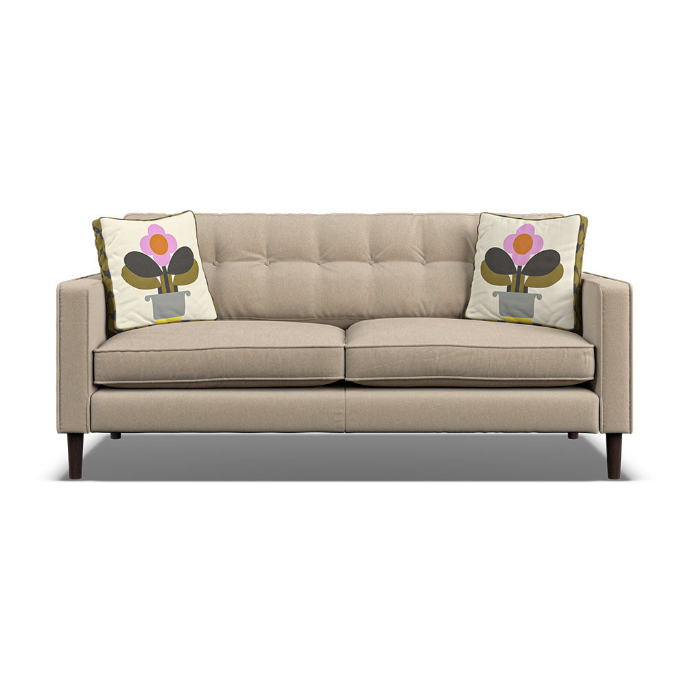 Orla Kiely Ebben Medium Sofa - Medium Sofa Premium Plain Sterling Home 5 Clara Natural / Deco Flower Weathered Oak Feet