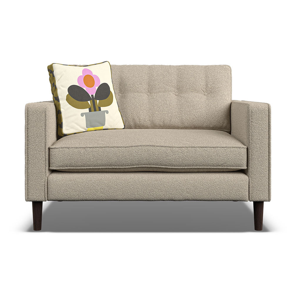 Orla Kiely Ebben Loveseat - Snuggler Premium Plain Sterling Home 7 Clara Clay / Deco Flower Weathered Oak Feet