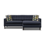 Orla Kiely Ebben Chaise Sofa - Chaise Sofa RHF Premium Plain - Right Hand Facing Sterling Home 3 Clara Navy / Multi Stem Rockpool Weathered Oak Feet